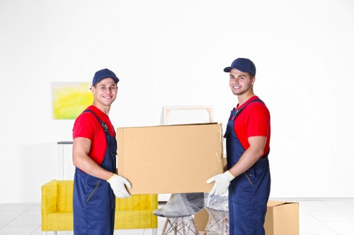 Movers preparing items for transport in Millwall