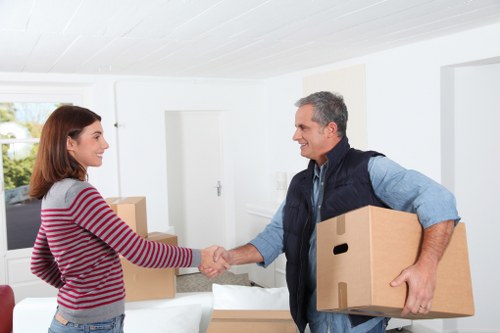 Prepared boxes and household items for a removals van service in Millwall
