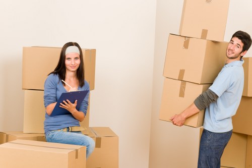 Prepared boxes and moving items ready for a Millwall van service